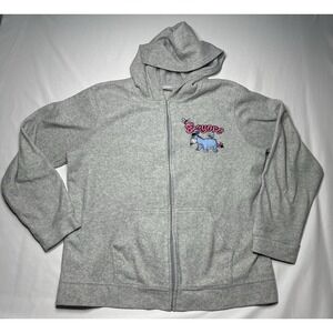 Disney Eeyore‎ Butterflies Embroidered Gray Full Zip Fleece Hoodie Women's Large